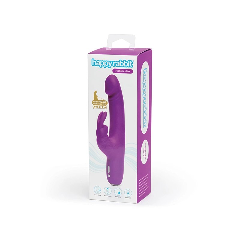 Wibrator - Happy Rabbit Realistic Slim Purple